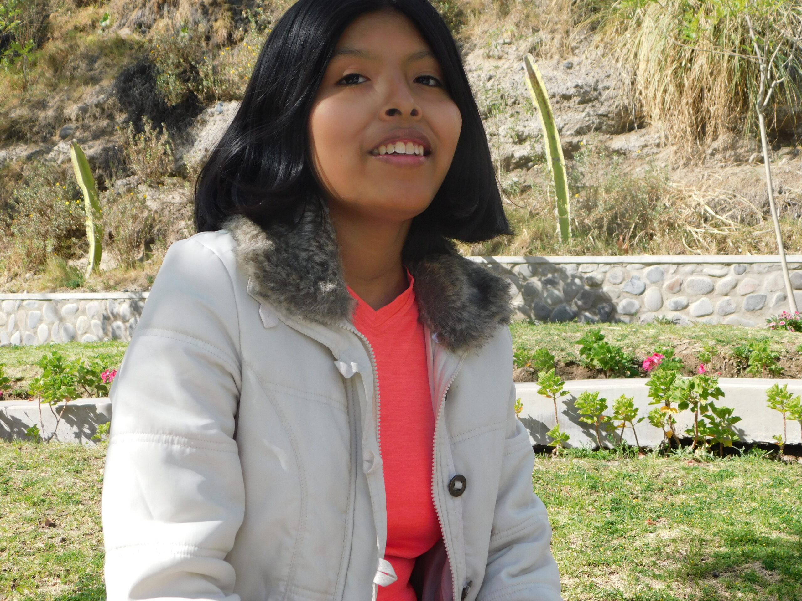 A girl in the home’s garden